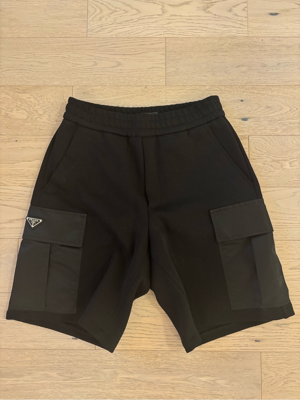 Prada Men’s Black Cargo Shorts with Flap Pockets